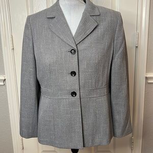 Le Suit Gray Black Suit Jacket Pants Set Sz 14P